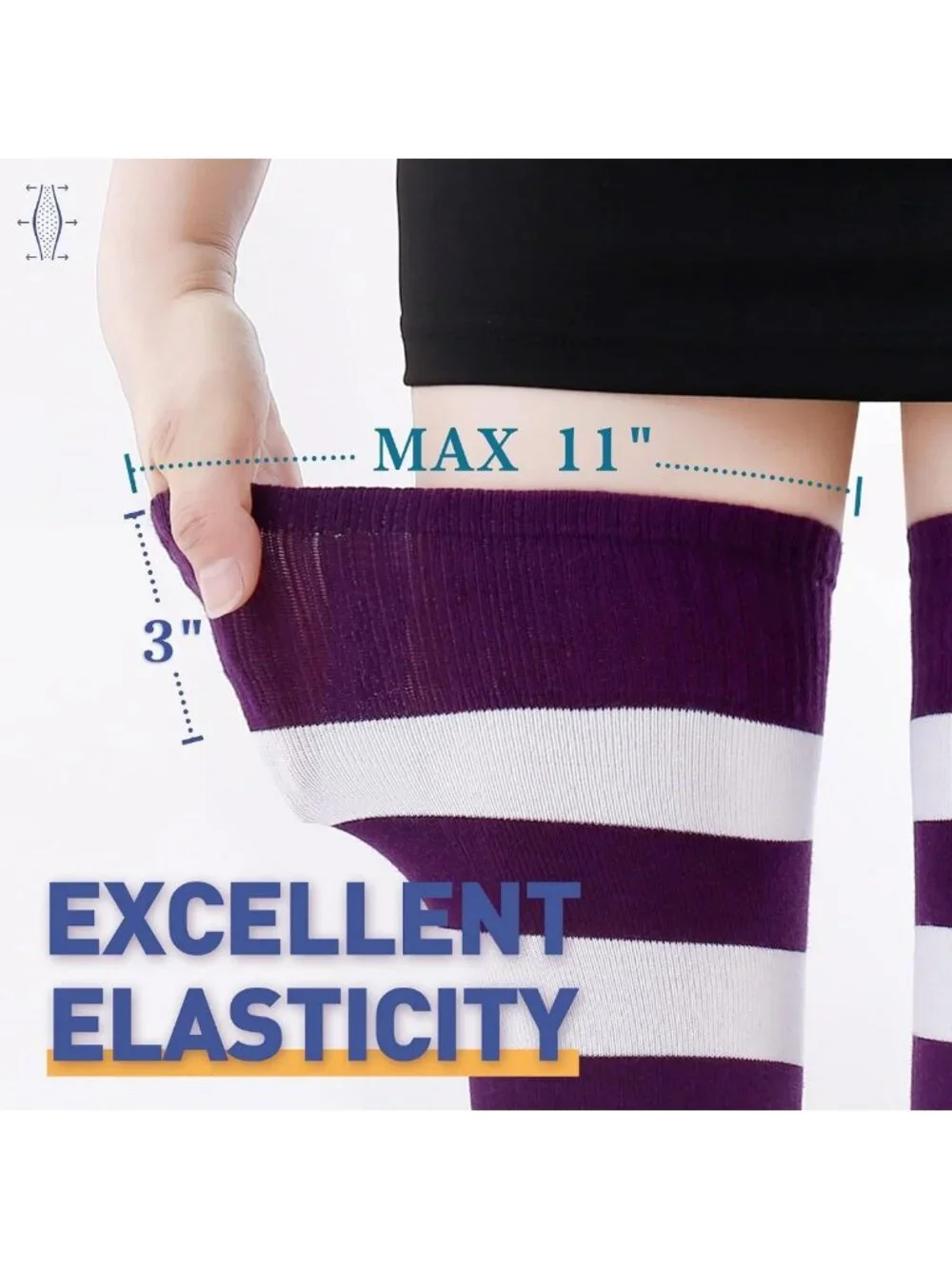 Extra Long Cotton Stripe Thigh High Socks | Over the Knee Fashion Socks